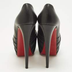 Pre Owned Christian Louboutin Lady Gres Size 41 Black Leather Peep Toe Pumps