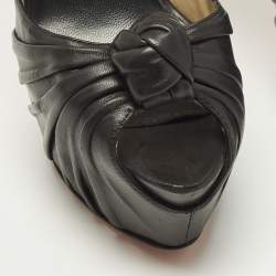Pre Owned Christian Louboutin Lady Gres Size 41 Black Leather Peep Toe Pumps