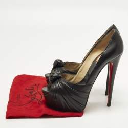 Pre Owned Christian Louboutin Lady Gres Size 41 Black Leather Peep Toe Pumps