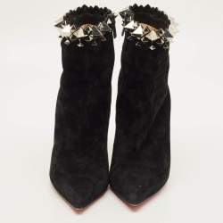 مملوكة مسبقًا حذاء بوت بطول الركبة كريستيان لوبوتان فيرما  سويدي أسود مقاس 37.5