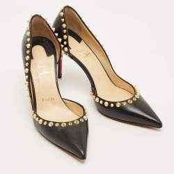 Pre Owned Christian Louboutin Irishell Size 38 Black Leather D'orsay Pumps