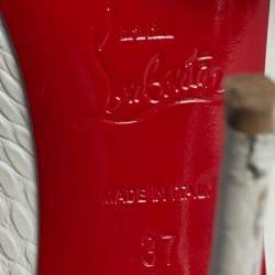 Pre Owned Christian Louboutin So Kate Size 37 White Python Embossed Leather Pumps