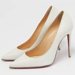 Pre Owned Christian Louboutin So Kate Size 37 White Python Embossed Leather Pumps