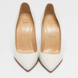 Pre Owned Christian Louboutin So Kate Size 37 White Python Embossed Leather Pumps