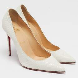 Pre Owned Christian Louboutin So Kate Size 37 White Python Embossed Leather Pumps