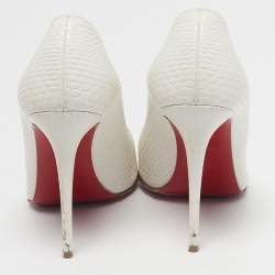 Pre Owned Christian Louboutin So Kate Size 37 White Python Embossed Leather Pumps