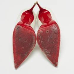 Pre Owned Christian Louboutin So Kate Size 37 White Python Embossed Leather Pumps