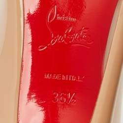 Pre Owned حذاء كعب عالي كريستيان لوبوتان "باريتا" مقدمة مدببة و مرصع سبايك جلد لامع بيج مقاس 38