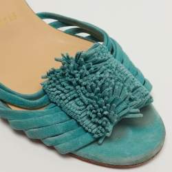 مملوكة مسبقًا صندل كريستيان لوبوتان بيلبروسا زرقاء شامواه شراريب مقاس 38.5