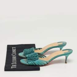 مملوكة مسبقًا صندل كريستيان لوبوتان بيلبروسا زرقاء شامواه شراريب مقاس 38.5