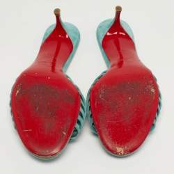 مملوكة مسبقًا صندل كريستيان لوبوتان بيلبروسا زرقاء شامواه شراريب مقاس 38.5