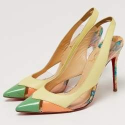 مملوكة مسبقًا Christian Louboutin Air Chance Size 36.5 Multicolor Leather and PVC Sllingback Pumps