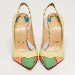 مملوكة مسبقًا Christian Louboutin Air Chance Size 36.5 Multicolor Leather and PVC Sllingback Pumps