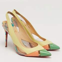 مملوكة مسبقًا Christian Louboutin Air Chance Size 36.5 Multicolor Leather and PVC Sllingback Pumps