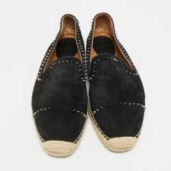 مملوكة مسبقًا Christian Louboutin Spike Size 43 Black Suede Espadrille Loafers