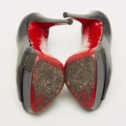 Pre Owned Christian Louboutin Lady Peep Size 37 Black Patent Leather Platform Pumps