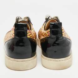 مملوكة مسبقًا حذاء رياضي كريستيان لوبوتان لويس جونيور سبايكس قماش متعدد الألوان وجلد لامع برباط مقاس 38