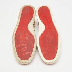 مملوكة مسبقًا حذاء رياضي كريستيان لوبوتان لويس جونيور سبايكس قماش متعدد الألوان وجلد لامع برباط مقاس 38