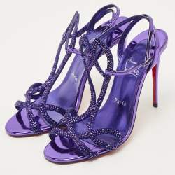 Pre Owned Christian Louboutin Double L Size 39.5 Purple Suede Sandals