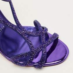 Pre Owned Christian Louboutin Double L Size 39.5 Purple Suede Sandals