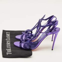 Pre Owned Christian Louboutin Double L Size 39.5 Purple Suede Sandals