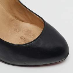 مملوكة مسبقًا حذاء كعب عالي كريستيان لوبوتان فيتيشا نعل سميك مقدمة مستديرة جلد أسود مقاس 39