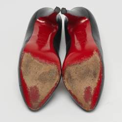 مملوكة مسبقًا حذاء كعب عالي كريستيان لوبوتان فيتيشا نعل سميك مقدمة مستديرة جلد أسود مقاس 39