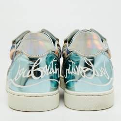 Pre Owned Christian Louboutin Fun Vieira Size 38.5 Multicolor Fabric and Iridescent Leather Low Top Sneakers