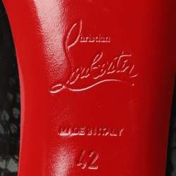 Pre Owned حذاء كعب عالي كريستيان لوبوتان نيو فيري بريف جلد ثعبان أسود/رمادي لامع مقدمة مفتوحة مقاس 42