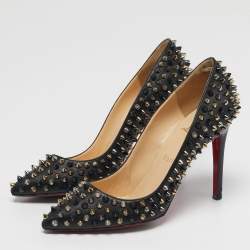 Pre Owned حذاء كعب عالي كريستيان لوبوتان بيجالي سبايكس جلد أسود مقاس 39