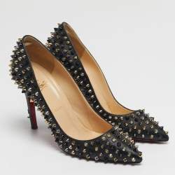 Pre Owned حذاء كعب  عالي كريستيان لوبوتان بيجالي سبايكس جلد أسود مقاس 39