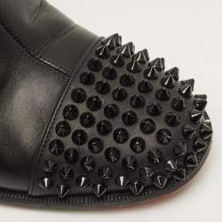 Pre Owned Christian Louboutin Egoutina Size 39.5 Black Leather Knee Length Boots