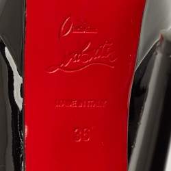 مملوكة مسبقًا حذاء كعب عالي كريستيان لوبوتان بيانكا جلد لامع أسود نعل سميك مقاس 36