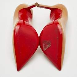 مملوكة مسبقًا حذاء كعب عالي كريستيان لوبوتان بيغالي مقدمة مدببة جلد لامع بيج مقاس 39