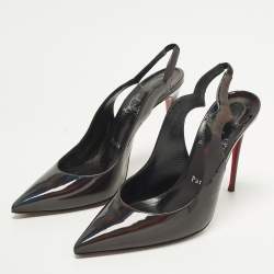 مملوكة مسبقًا Christian Louboutin Hot Chick Size 38 Black Patent Leather Slingback Pumps