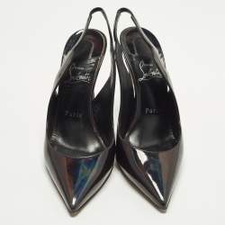 مملوكة مسبقًا Christian Louboutin Hot Chick Size 38 Black Patent Leather Slingback Pumps