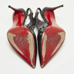 مملوكة مسبقًا Christian Louboutin Hot Chick Size 38 Black Patent Leather Slingback Pumps