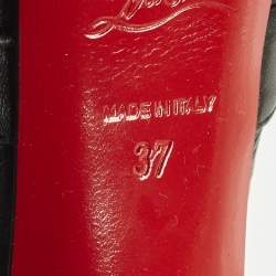 Pre Owned حذاء كعب عالي كريستيان لوبوتان أبورينا جلد أسود نعل سميك مفتوح من الأمام مقاس 37