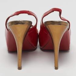 Pre Owned Christian Louboutin Lady Peep Size 38.5 Red Patent Leather Pumps