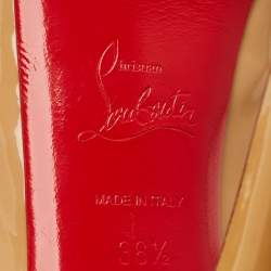 Pre Owned حذاء كعب عالي كريستيان لوبوتان جلد بيج لامع مقدم مفتوحة مقاس 39