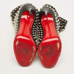 Pre Owned بوت كاحل كريستيان لوبوتان غوريلا مقدمة مفتوحة مرن مرص ع مسامير سويدي أسود مقاس 37.5