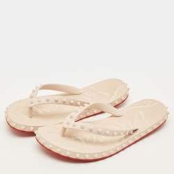 Pre Owned شبشب مسامير مطاطي كريمي كريستيان لوبوتان مقاس 39