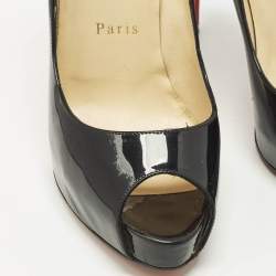 Pre Owned Christian Louboutin Very Prive Size 37.5 Black Patent Leather Pumps