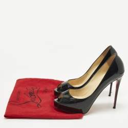 Pre Owned Christian Louboutin Very Prive Size 37.5 Black Patent Leather Pumps