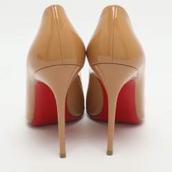 Pre Owned Christian Louboutin Size 37 Beige Patent Leather Pumps