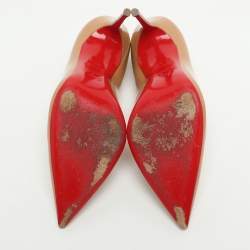 Pre Owned Christian Louboutin Size 37 Beige Patent Leather Pumps