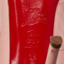 Pre Owned حذاء كعب عالي كريستيان لوبوتان فيفي جلد وردي فاتح مقاس 38