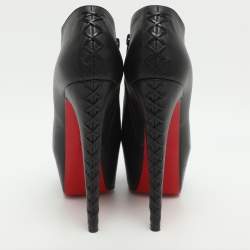 Pre Owned Christian Louboutin Recouzetta Size 39.5 Black Leather Boots