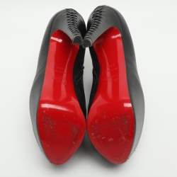 Pre Owned Christian Louboutin Recouzetta Size 39.5 Black Leather Boots