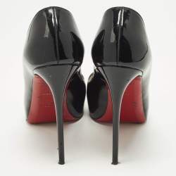 Pre Owned Christian Louboutin Very Prive Size 36 Black Patent Leather Platform Pumps
